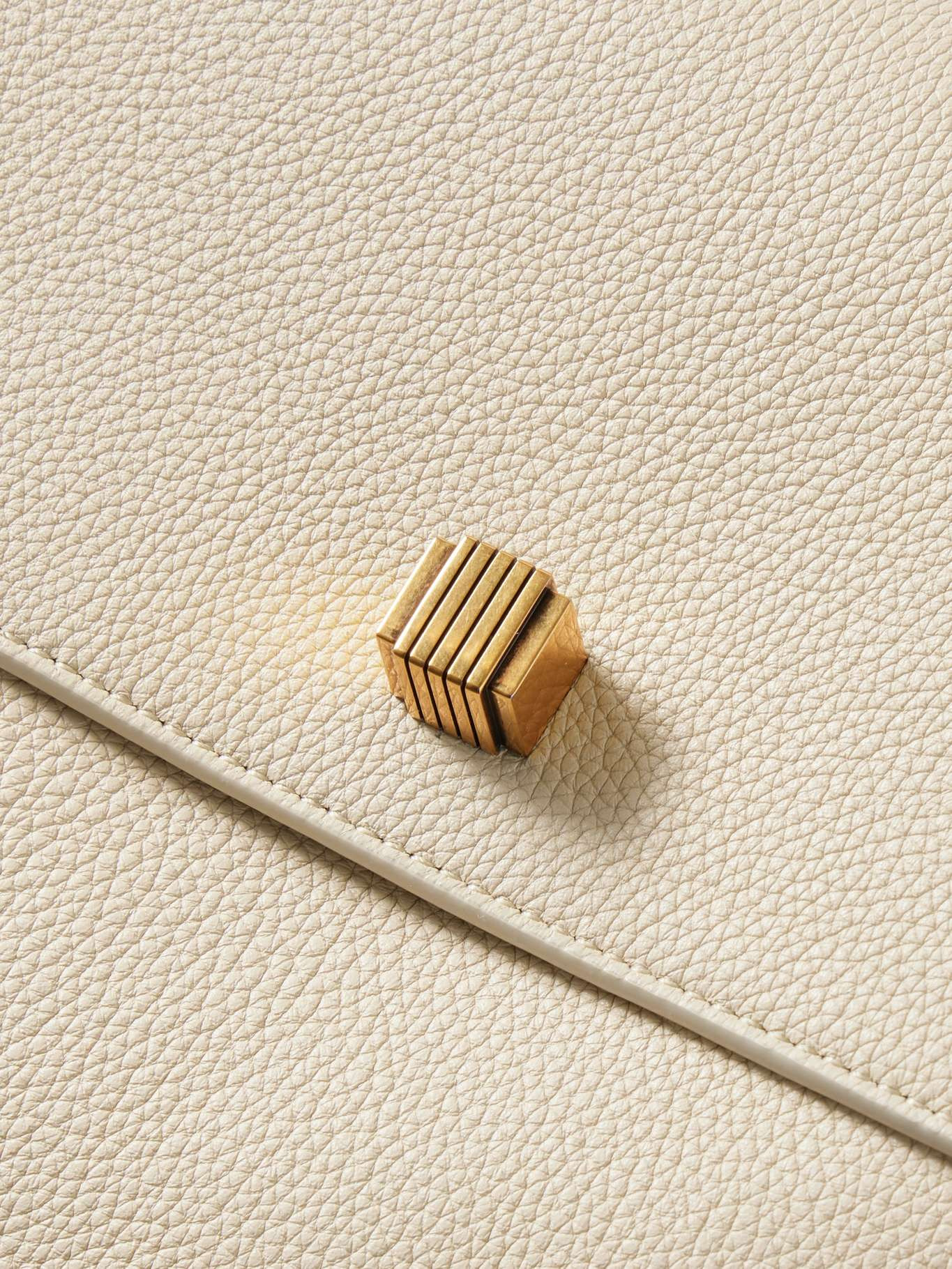 Audrey textured-leather tote Ivory - 4