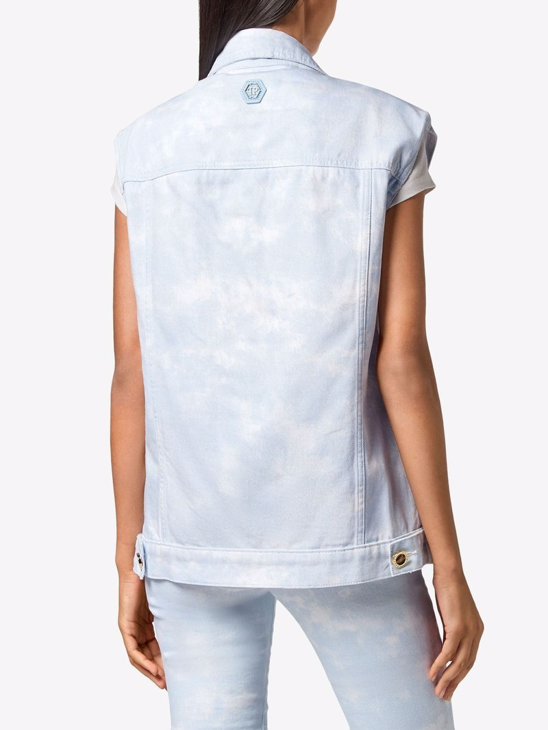 bleach-effect denim vest 4