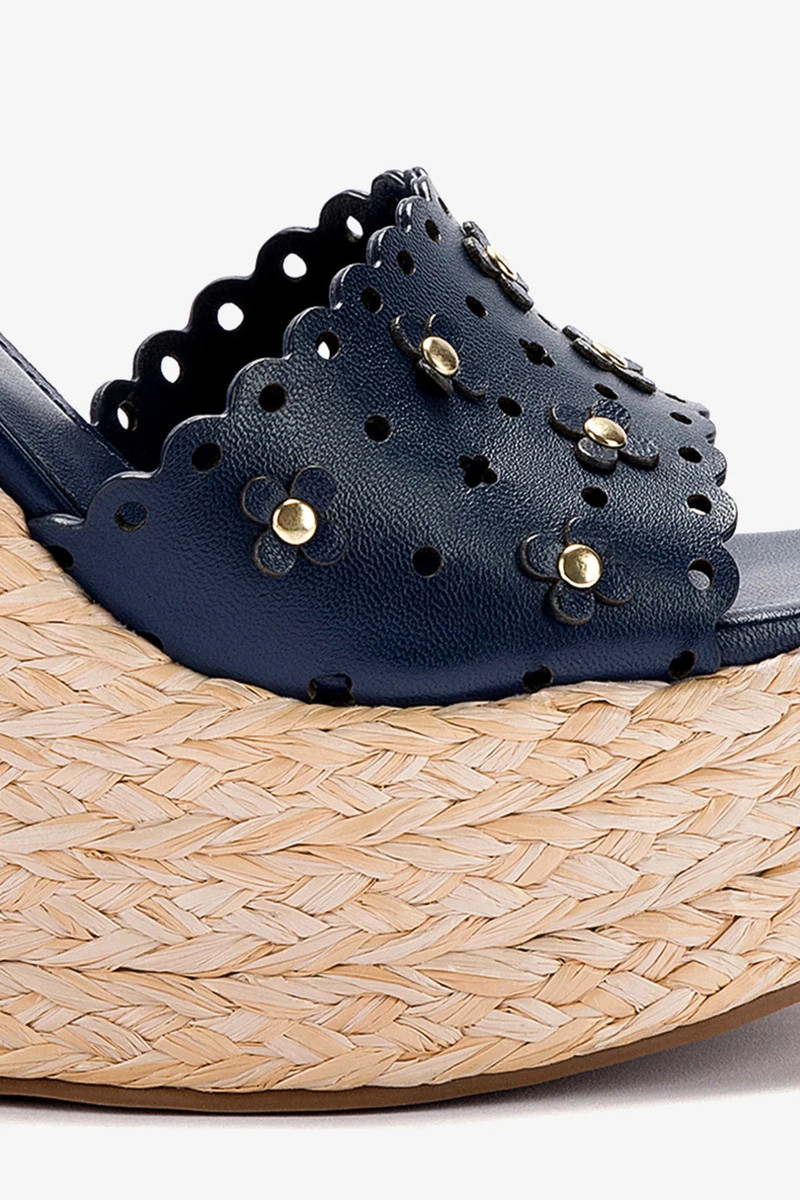 Jasmine Wedge In Navy Leather 4