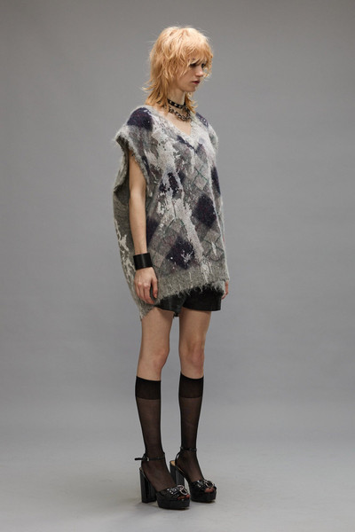 R13 OVERSIZED SWEATER VEST - GREY ARGYLE outlook