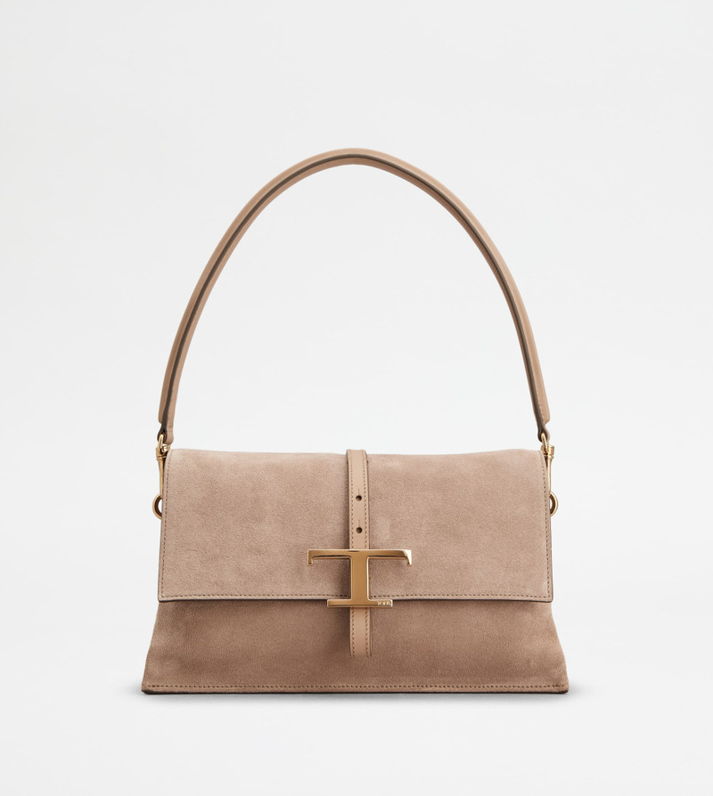 T TIMELESS FLAP BAG IN SUEDE MINI - NATURAL 1