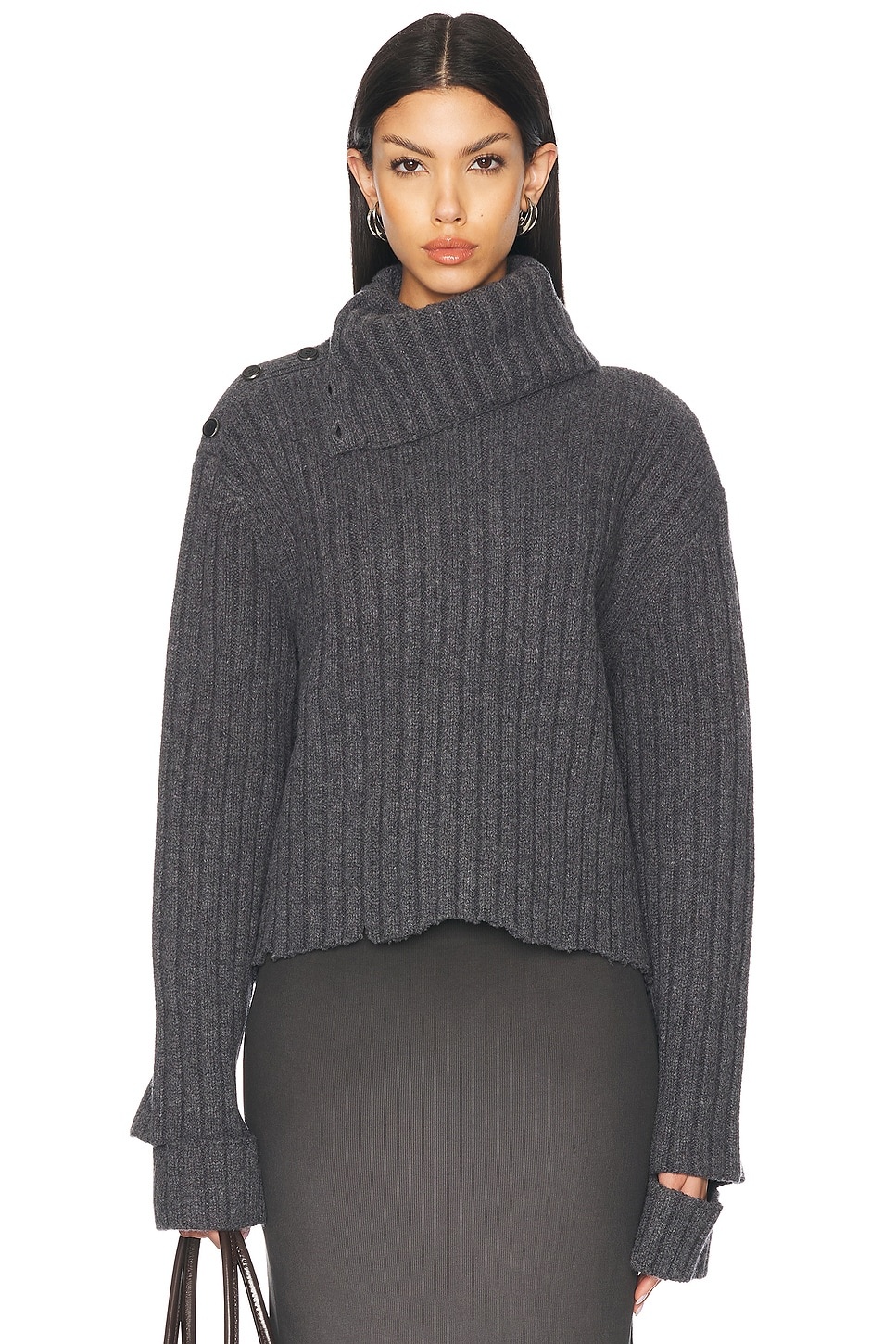 Cut Out Sleeve Sweater - 1