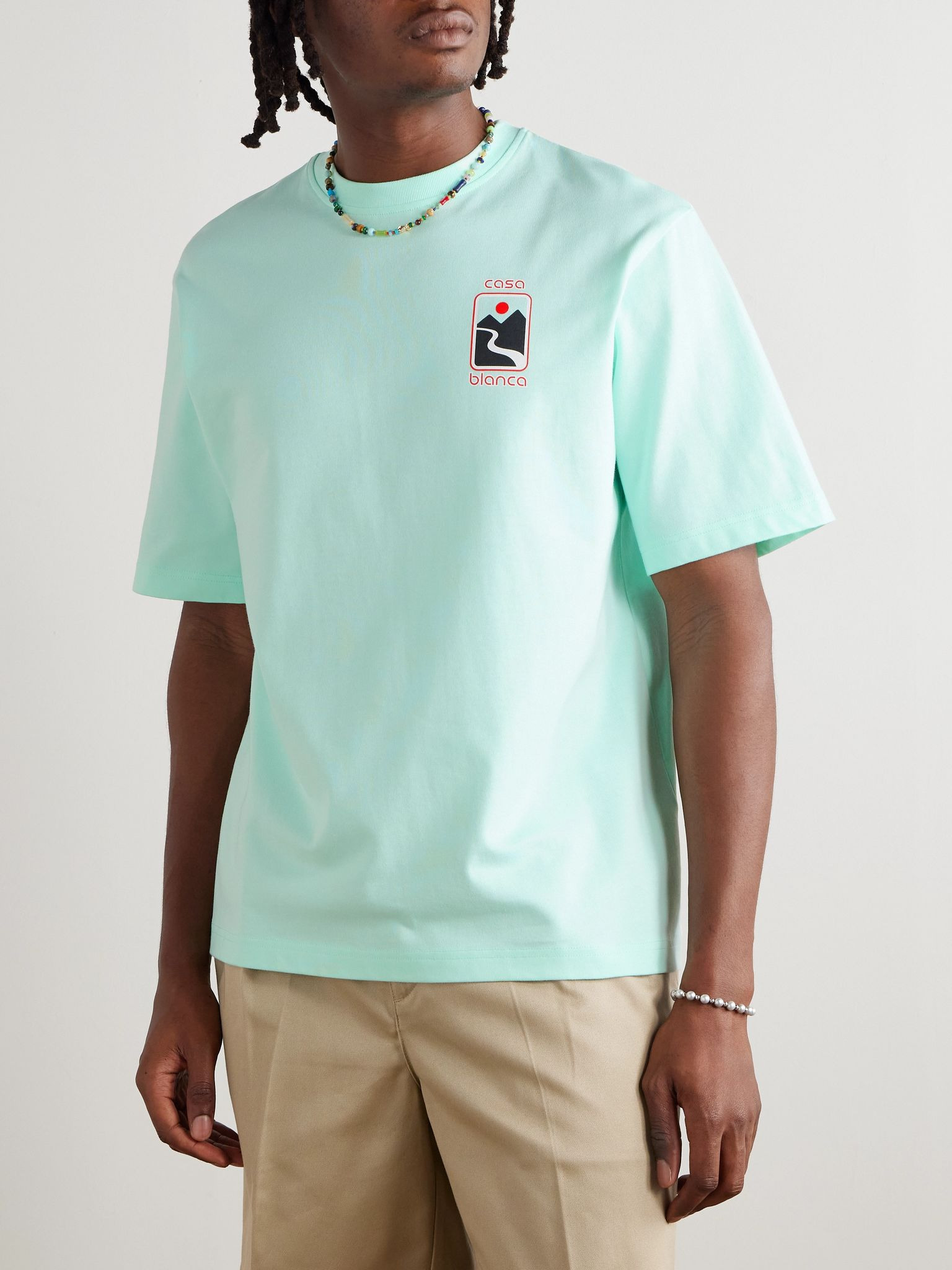Sunset Valley Printed Organic Cotton-Jersey T-Shirt Green - 3