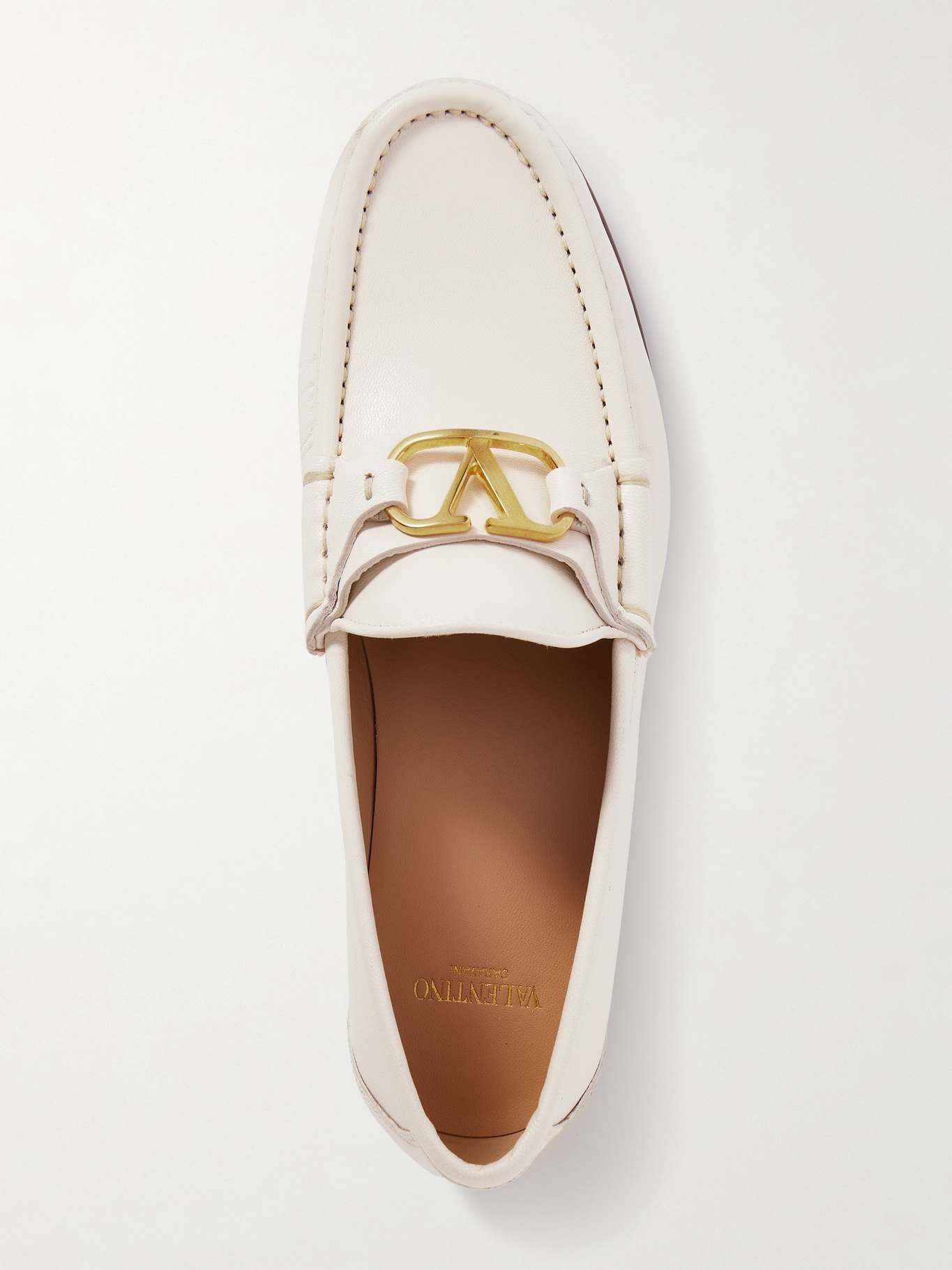 VLogo Signature embellished leather loafers Ivory - 5