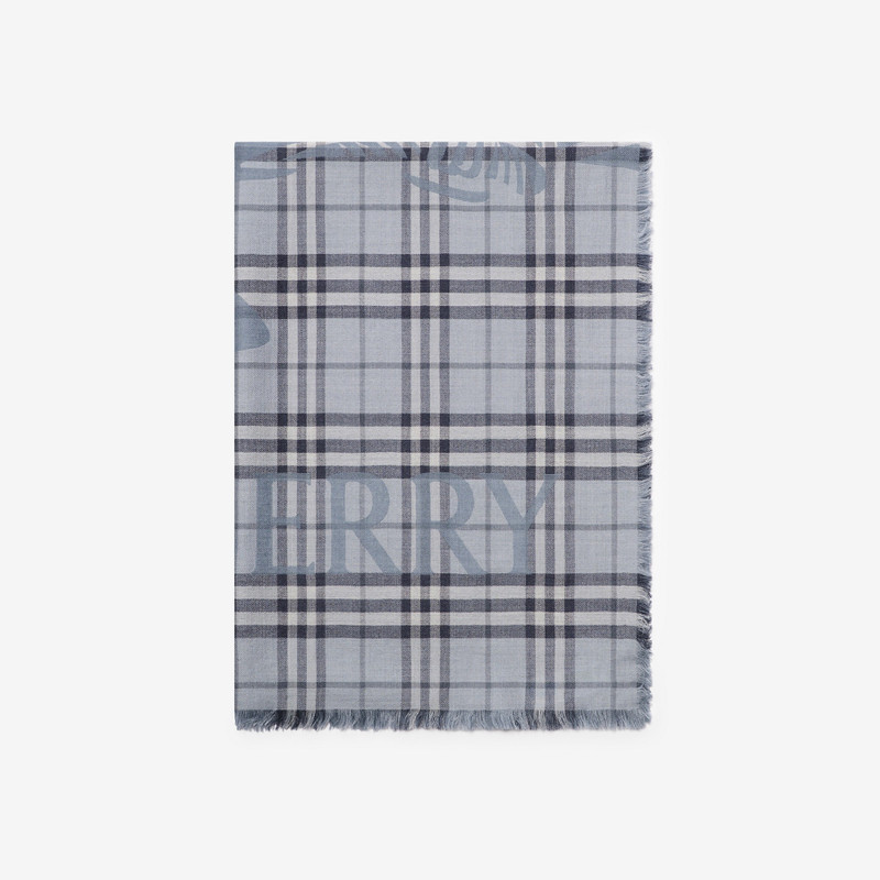 Burberry Wide EKD Check Wool Silk Scarf outlook