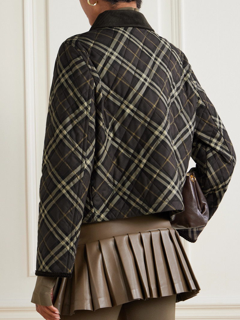 Corduroy-trimmed Quilted Checked Cotton Jacket 3