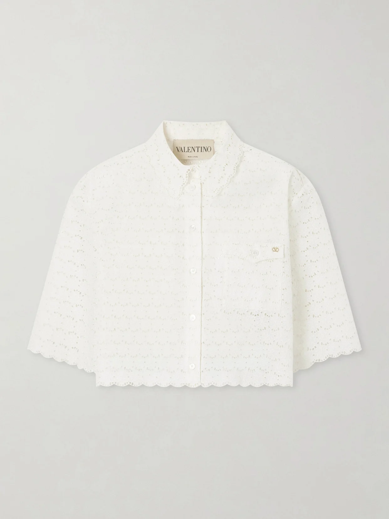 Mossi Logo-embellished Cropped Broderie Anglaise Cotton Blouse - 1