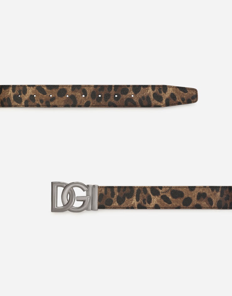 Reversible leopard-print calfskin belt - 2
