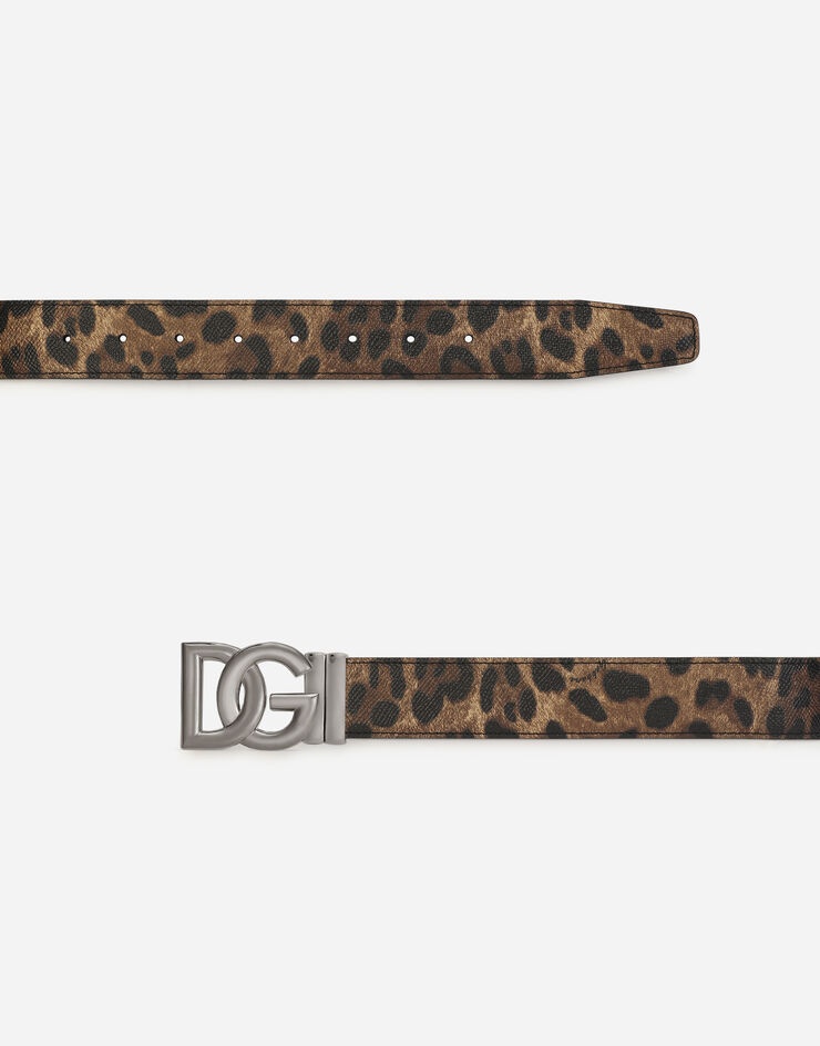 Reversible leopard-print calfskin belt - 3