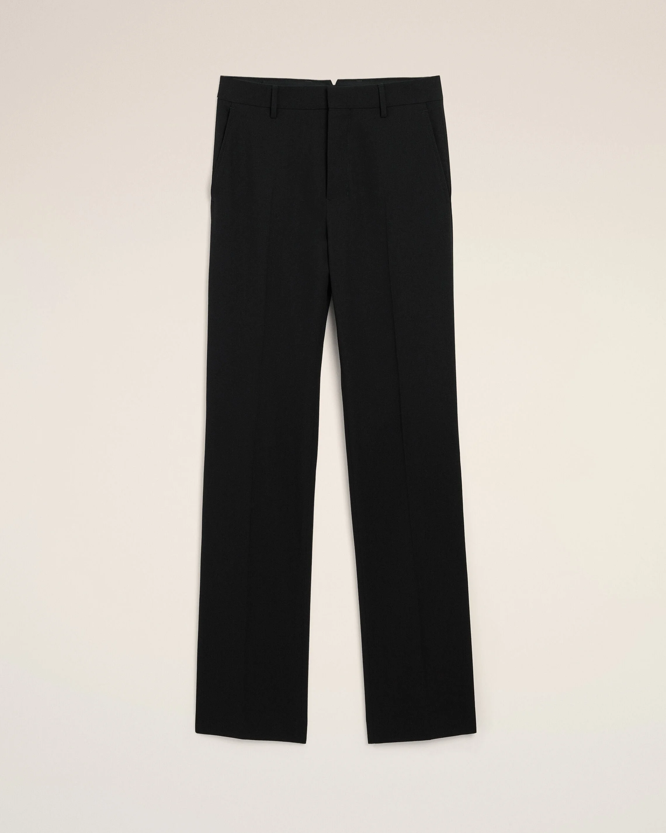 BLACK STRAIGHT-FIT WOOL TROUSERS - 1