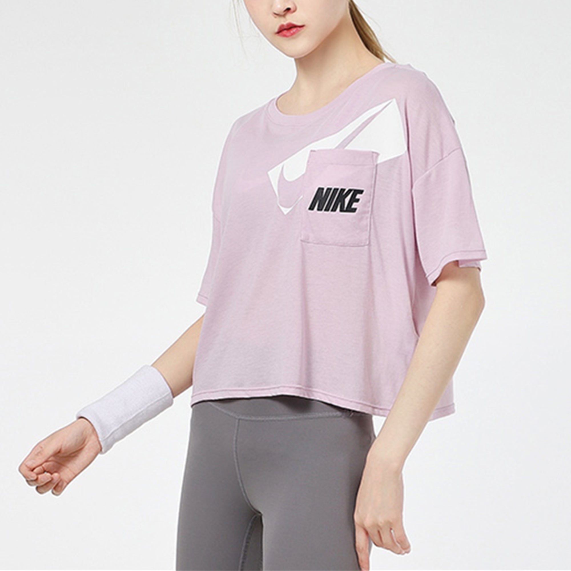 Nike Dri-fit Loose Round Neck Alphabet Short Sleeve Pink Red DC7190-576 - 5