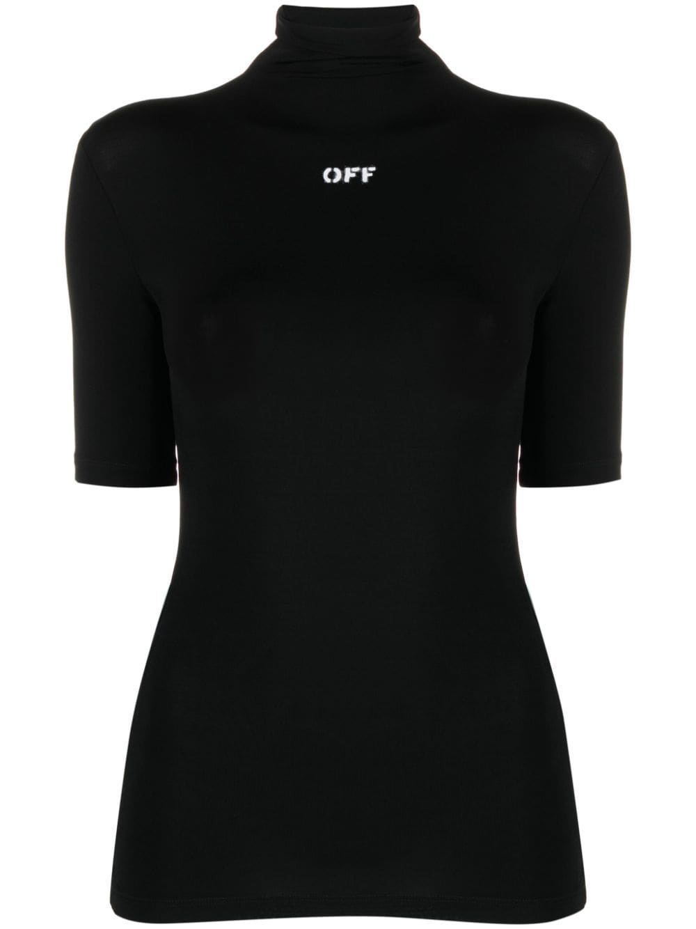 logo-print high-neck T-shirt - 1