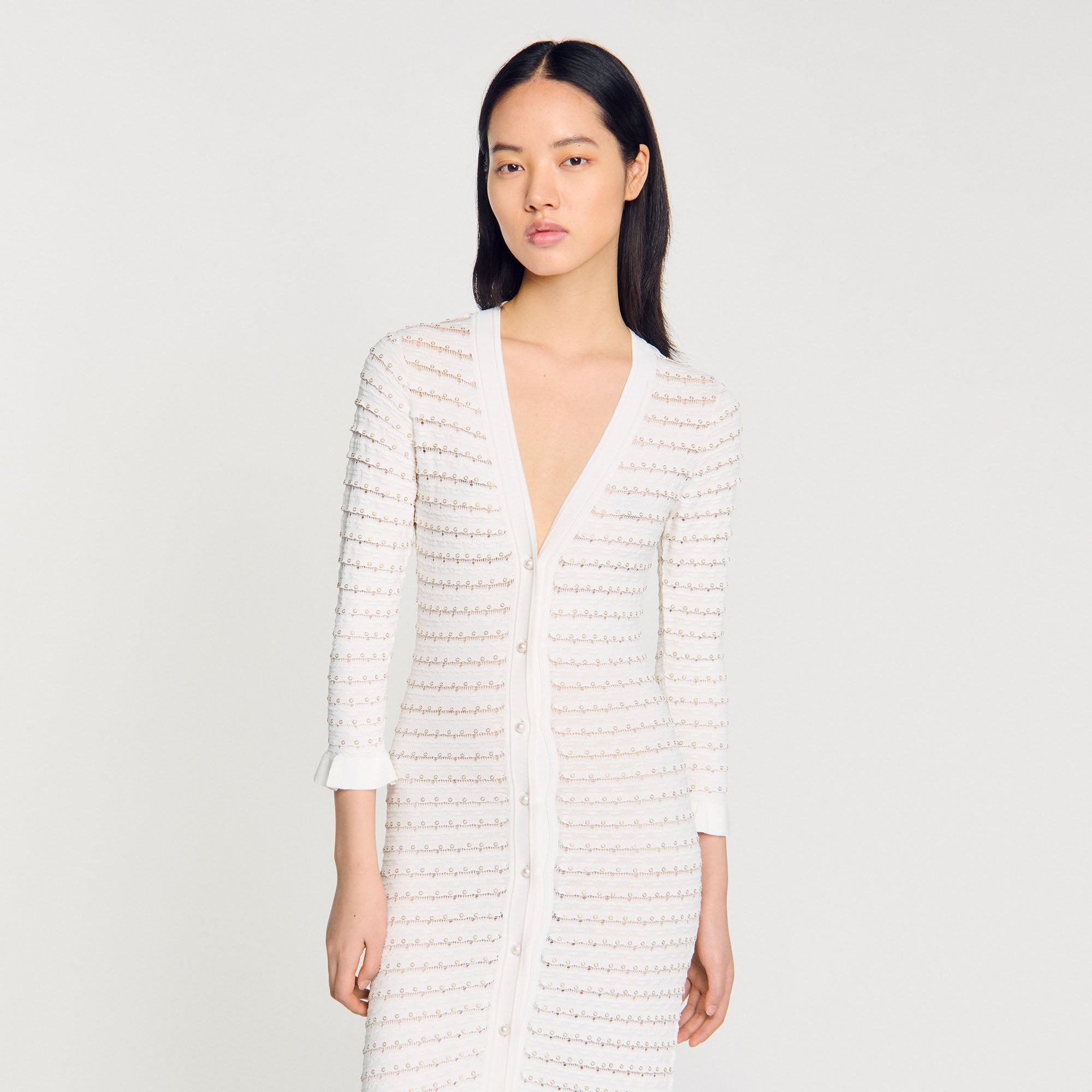 MAXI DRESS WITH PEARL DETAILS - 3