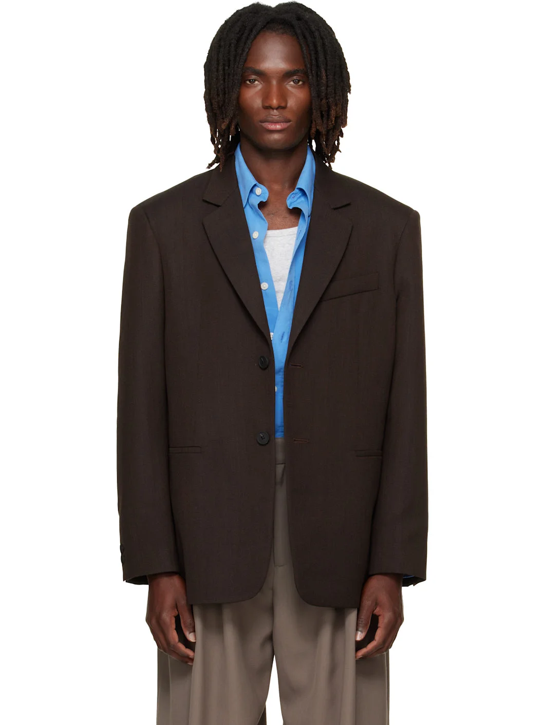 Brown Roversi Wool Blazer - 1