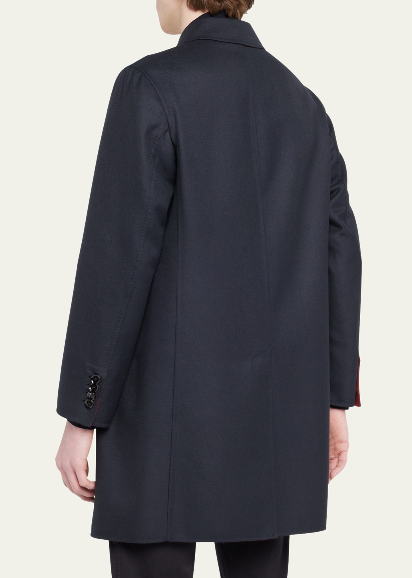 Men's Amaranth Wool Navy Blue Top Coat - 3