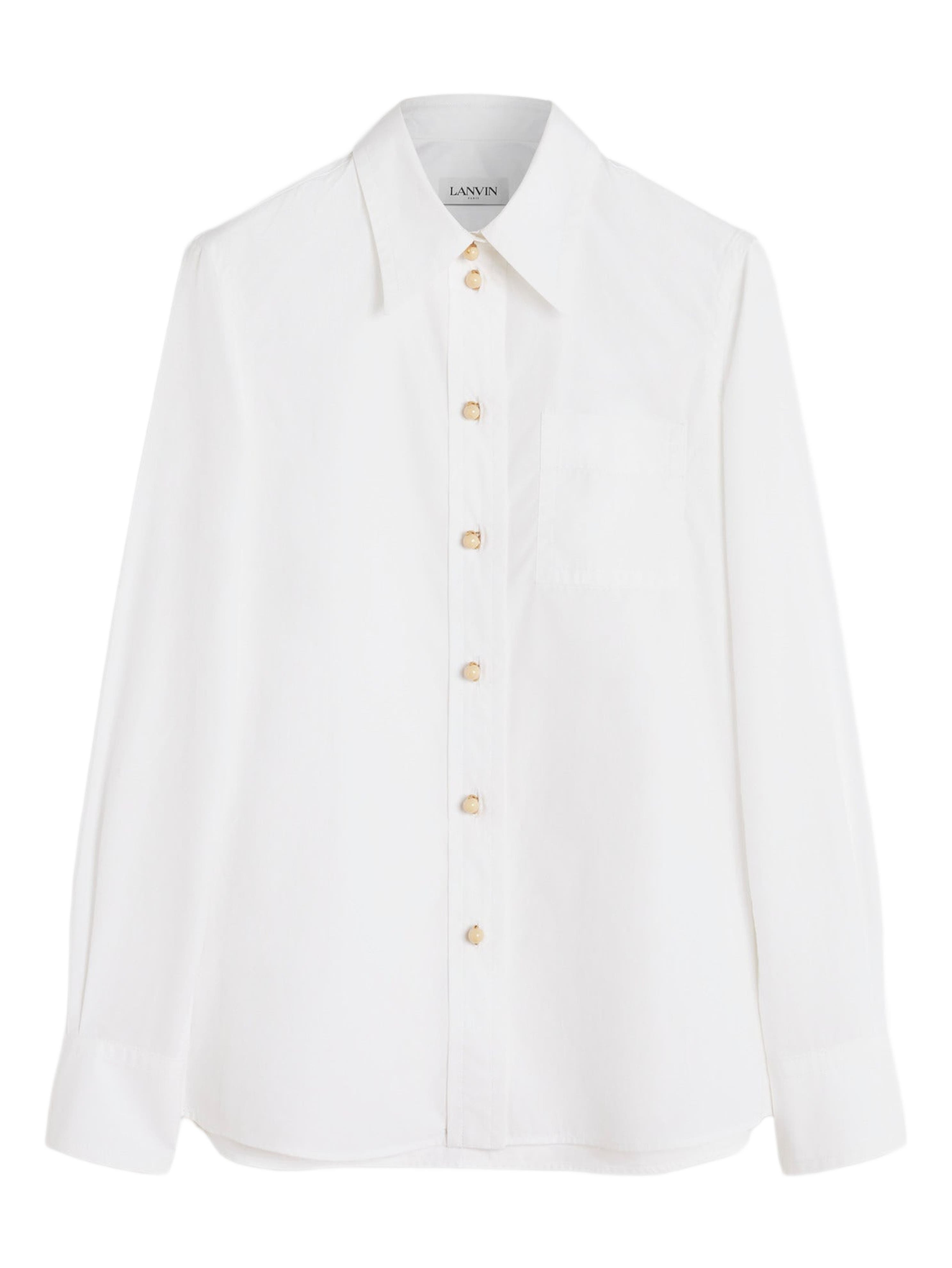 Lanvin Long Sleeve Shirt In Poplin in Optical White at Nordstrom - 7