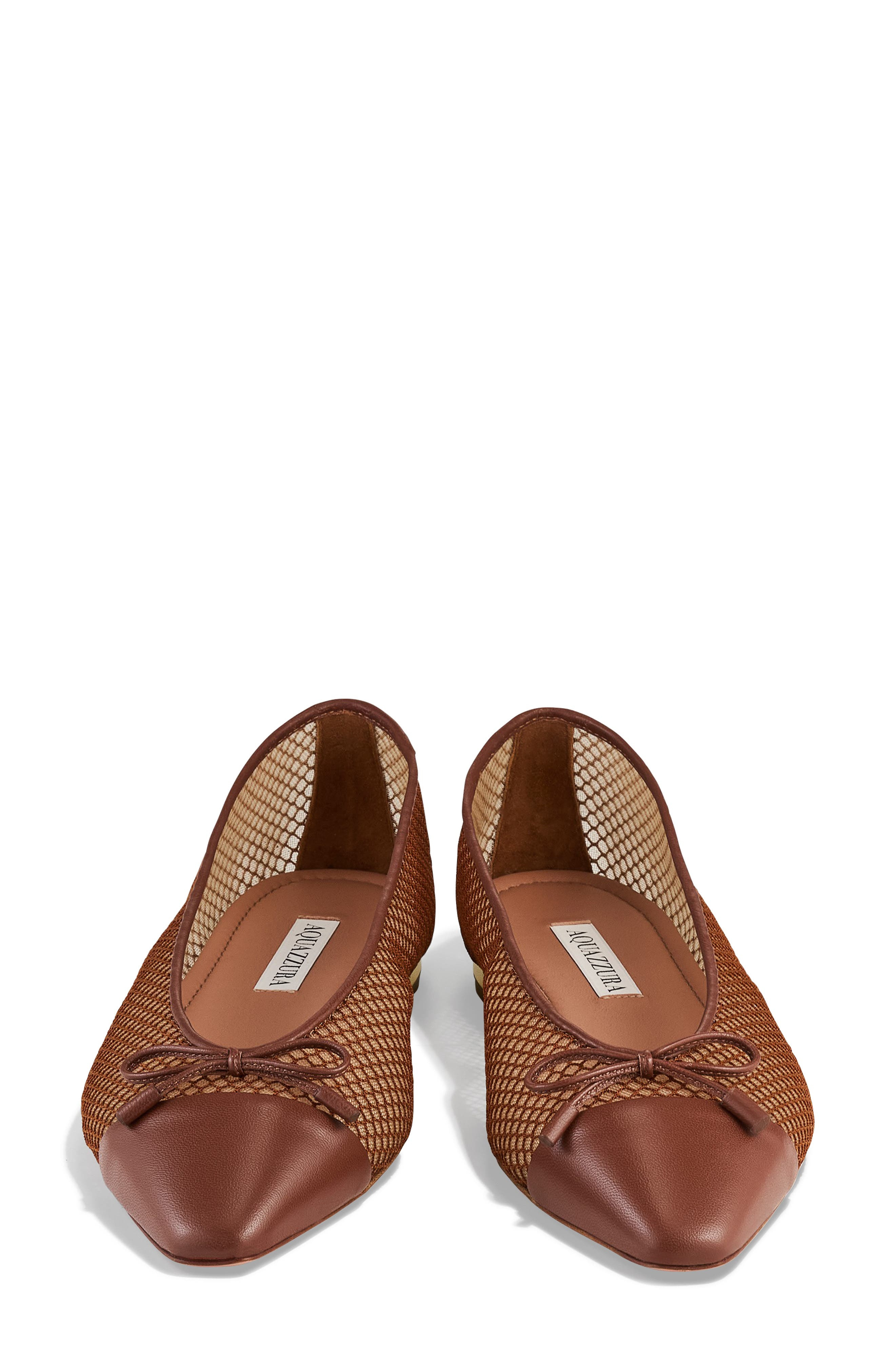 Aquazzura Gioia Cap Toe Ballet Flat in Tobacco/Rich Cognac at Nordstrom - 4