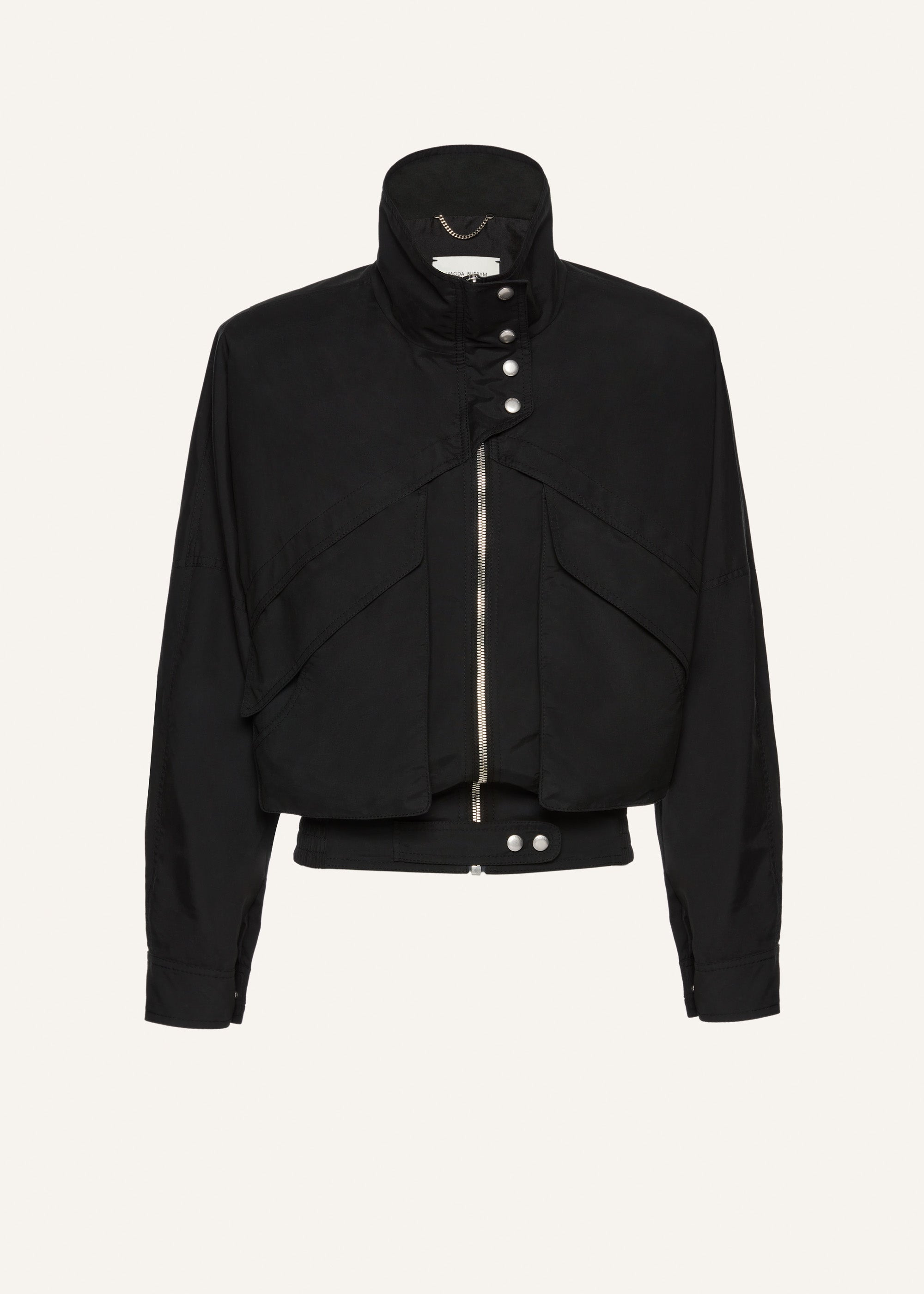 Snap neck vintage bomber jacket in black - 1