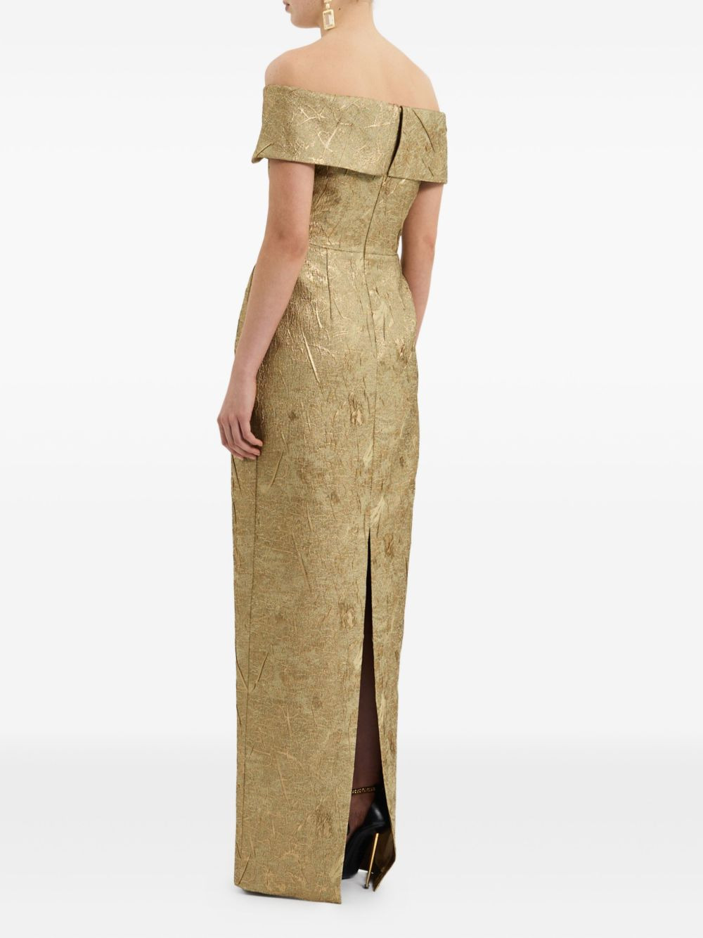 off-shoulder brocade gown - 3