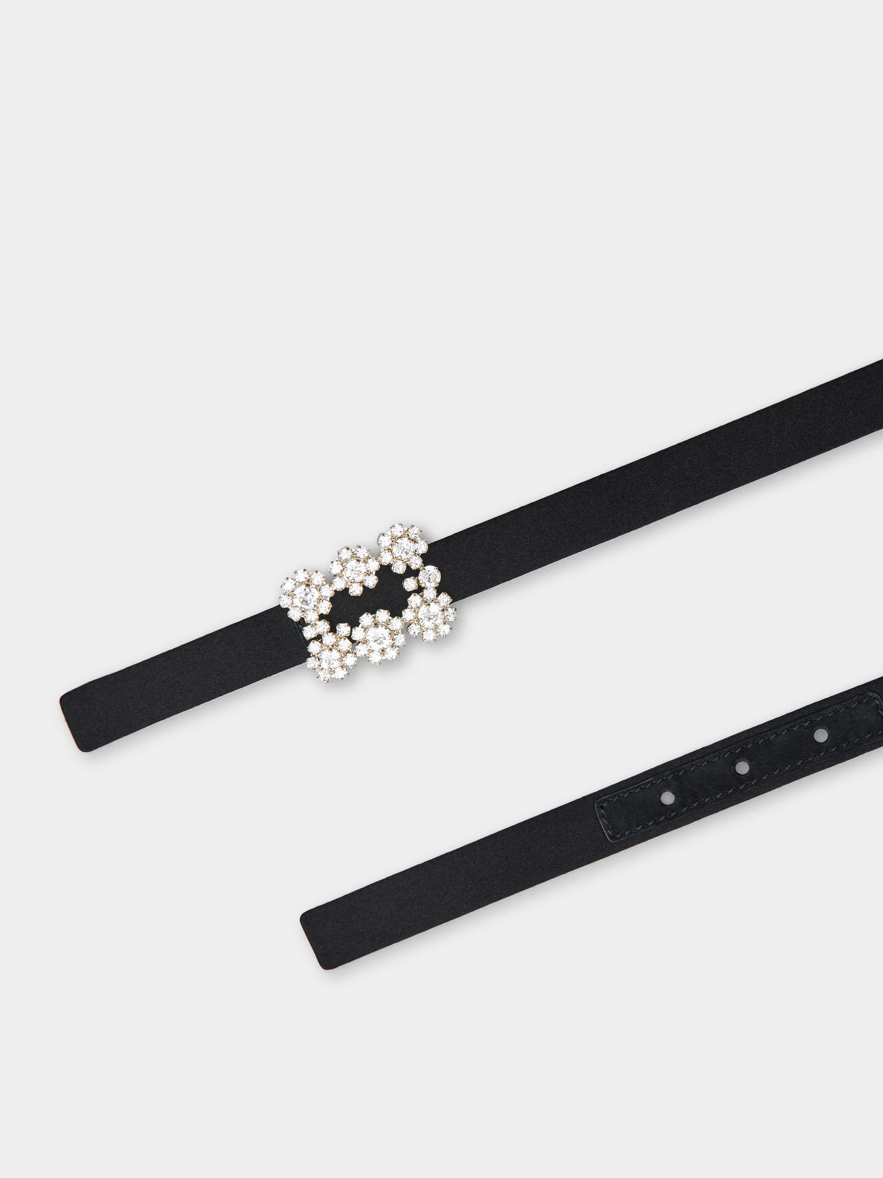 Flower Strass Buckle Belt in Satin - 2