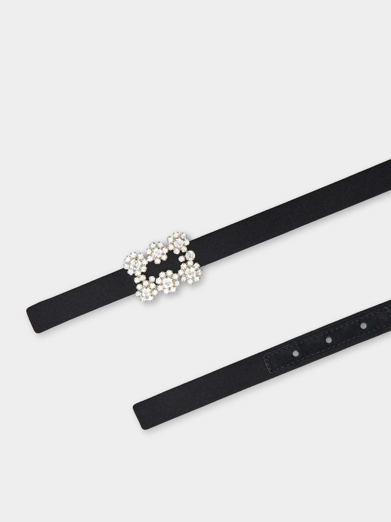 Flower Strass Buckle Belt in Satin 2