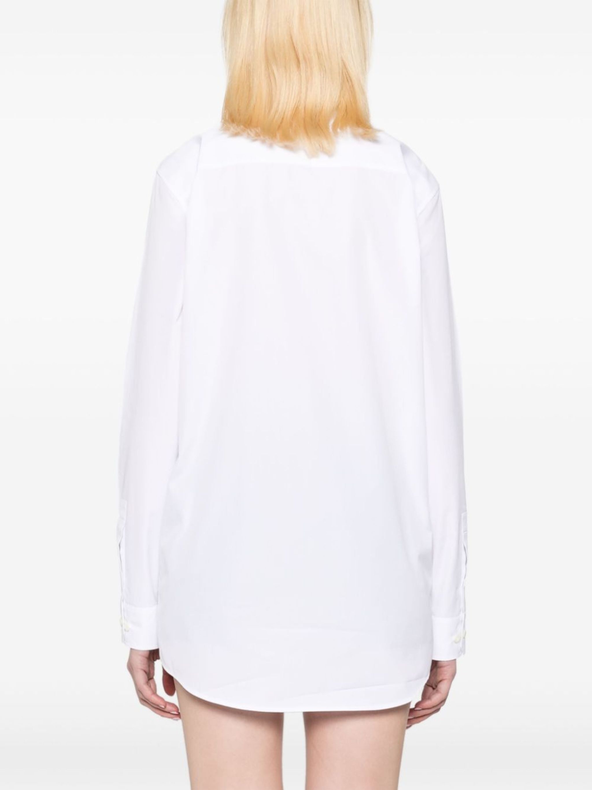 Miu Miu logo-embroidered point-collar shirt - White