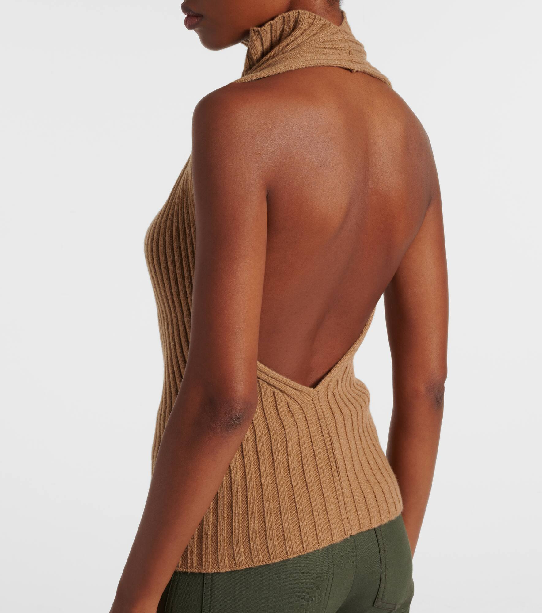 Draped ribbed-knit wool-blend top - 5