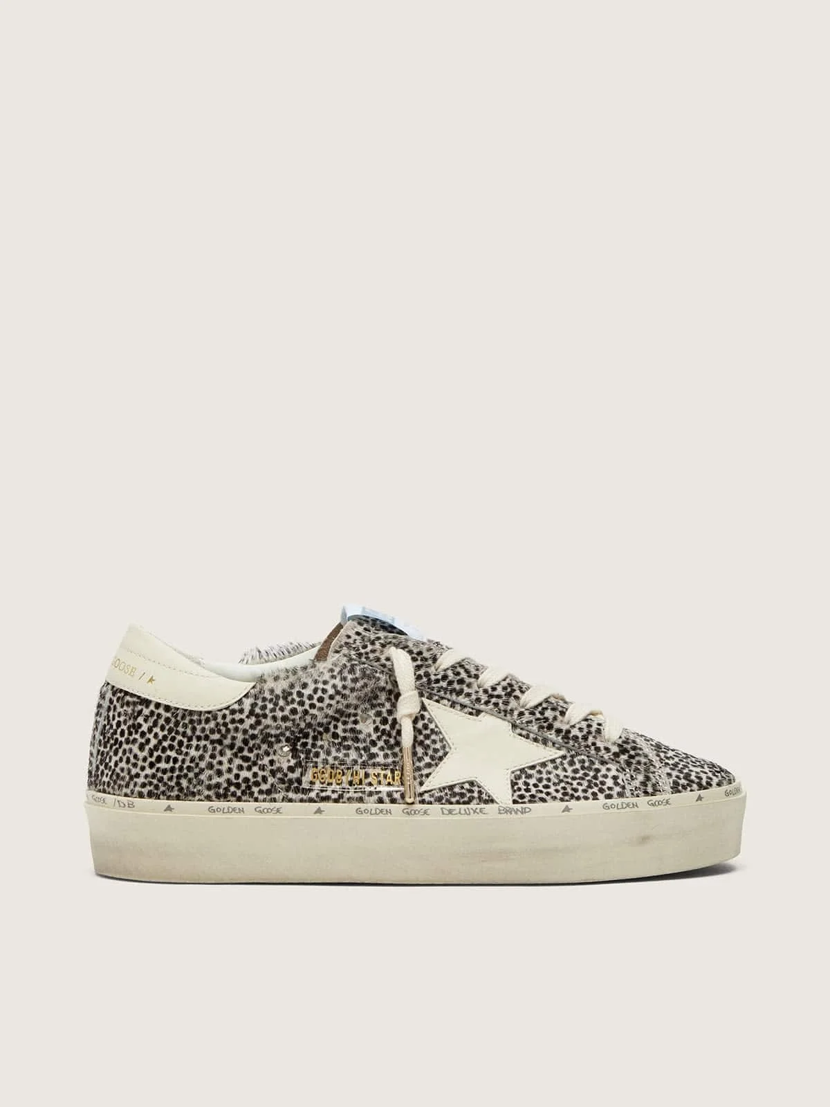 Women’s Hi Star in black and white pony skin with white leather star - 1