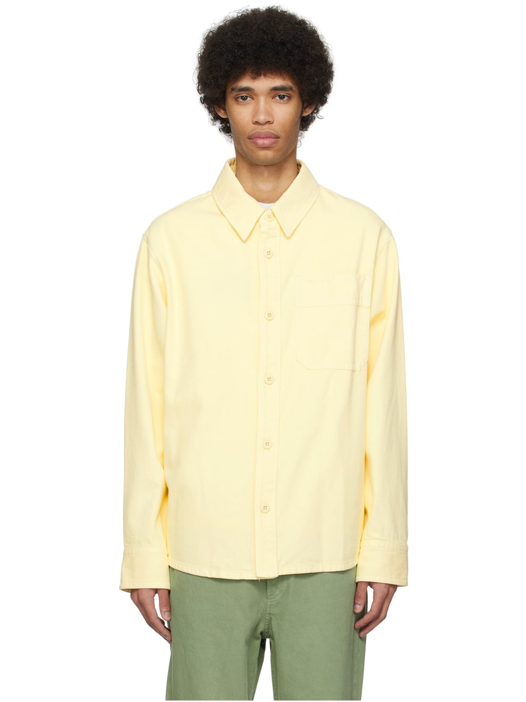 Yellow Basile Brodée Poitrine Denim Shirt - 1