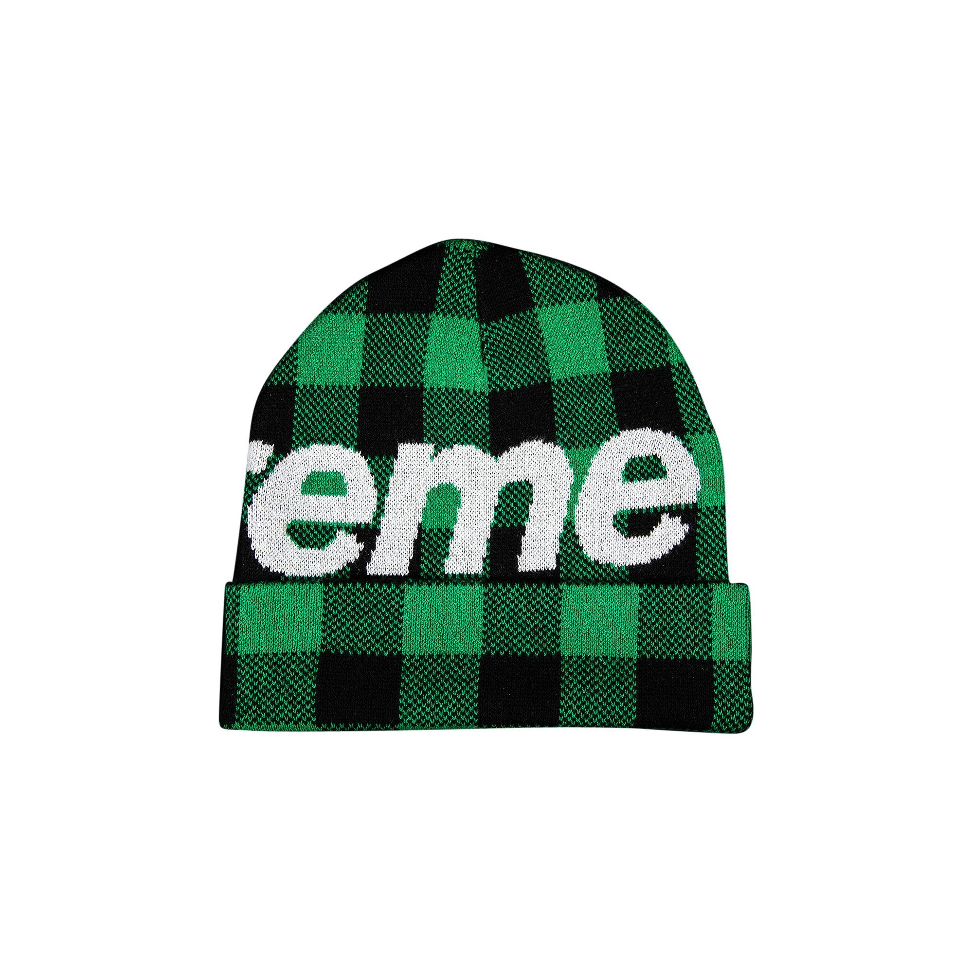 Clothing Supreme Green Beanie Supreme Big Logo Beanie Green Plaid