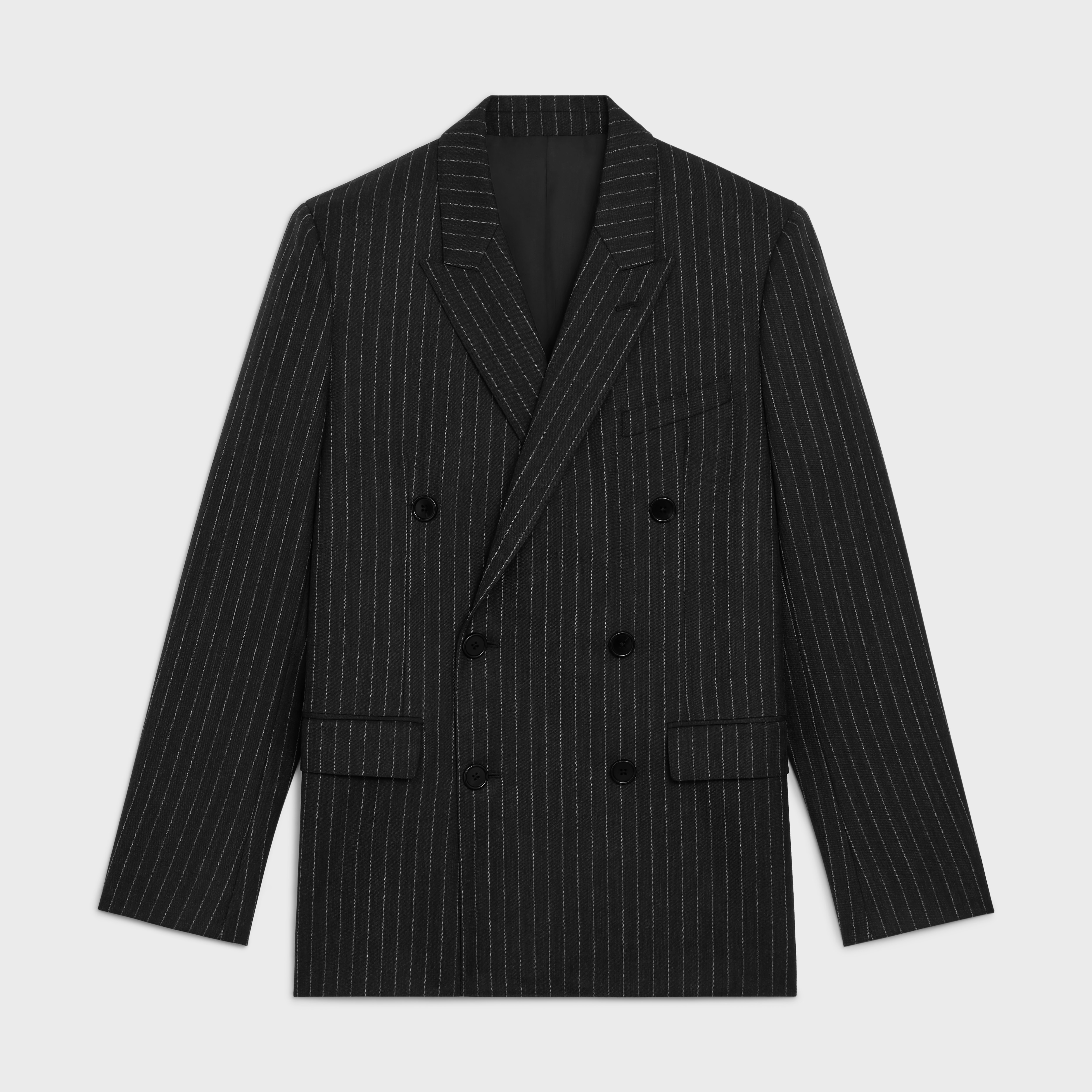 RECTANGLE JACKET IN STRIPED WOOL FABRIC - 1