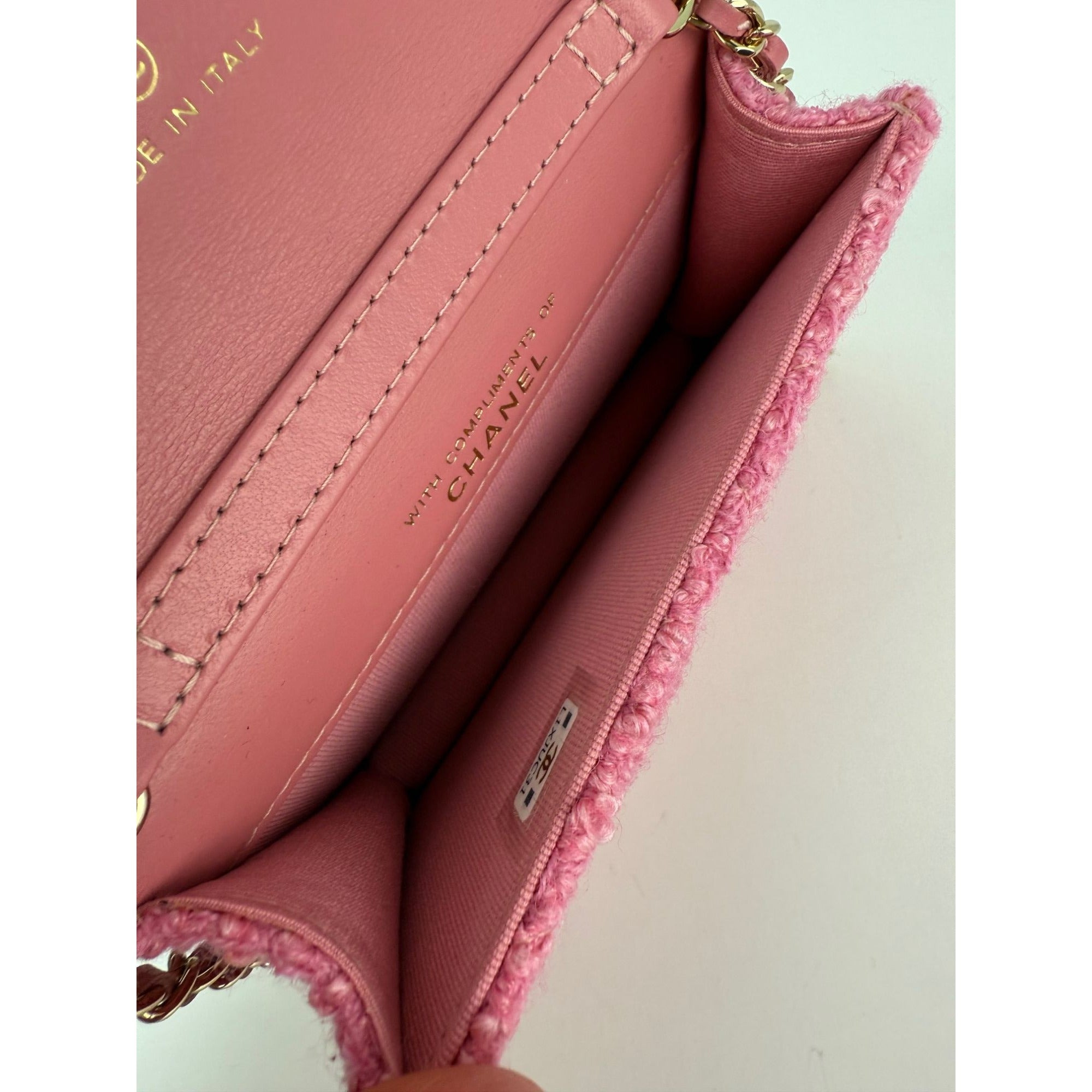 Chanel Tweed Quilted Mini Flap Pink Chain Waist Shoulder Bag - 5