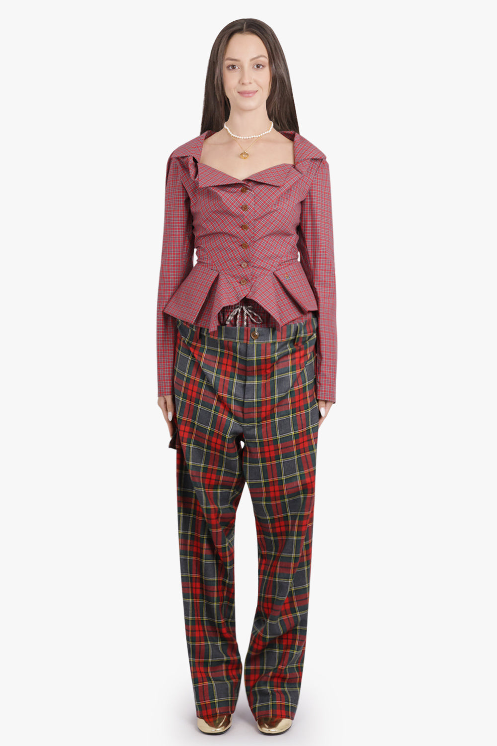 MONDAY CHECK PRINT L/S BUTTON SHIRT | RED - 4