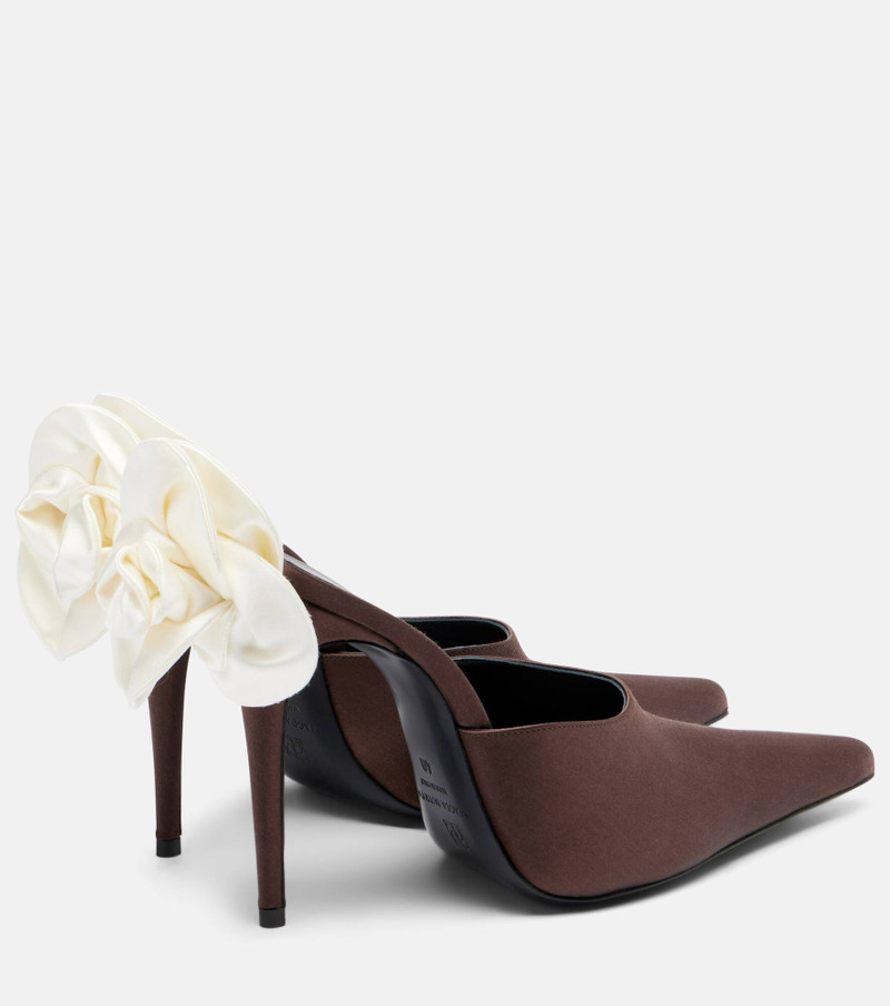 MAGDA BUTRYM Floral-appliqué satin mules outlook