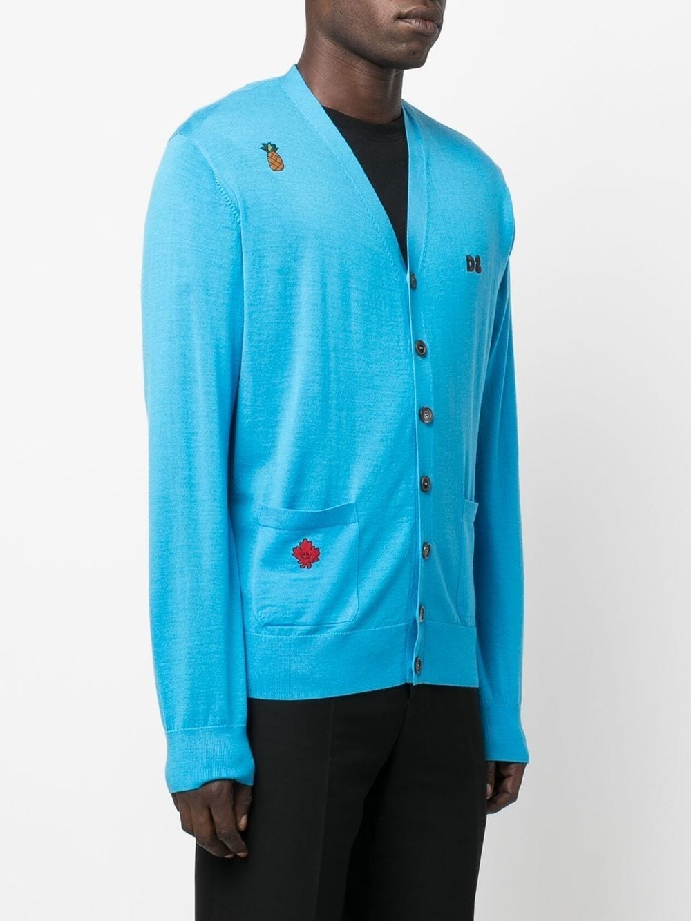 logo-embroidered V-neck cardigan - 3