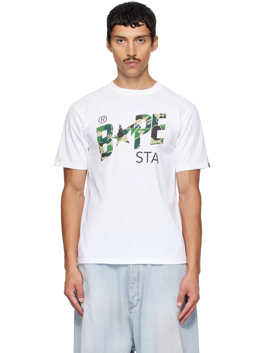 White ABC Camo 'BAPE STA' T-shirt - 1