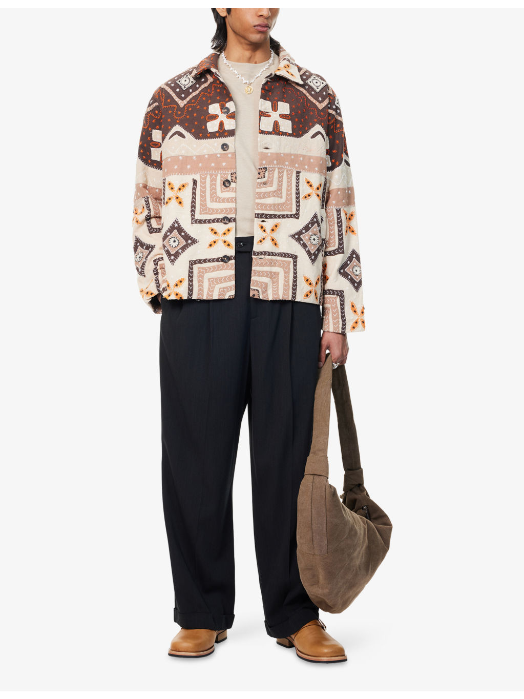 Embroidered Cropped Cotton Jacket - 2