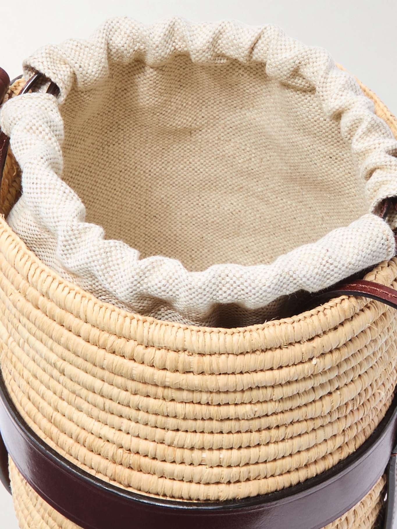 Kerala 25 embellished leather-trimmed faux raffia tote Neutral - 5