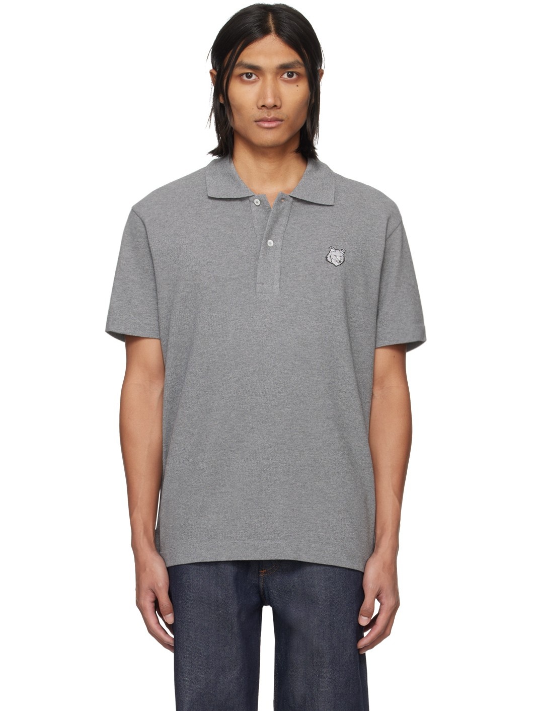 Gray Bold Fox Head Polo - 1