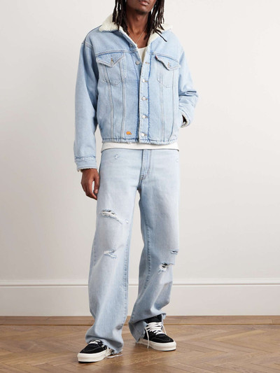 ERL + Levi's Logo-Embroidered Faux Shearling-Lined Denim Trucker Jacket outlook