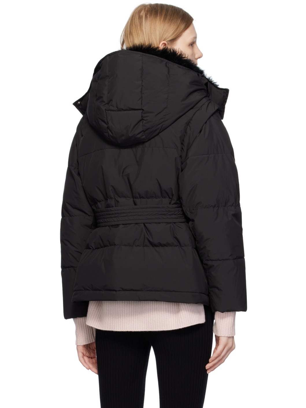 Black Belted Down Jacket - 3