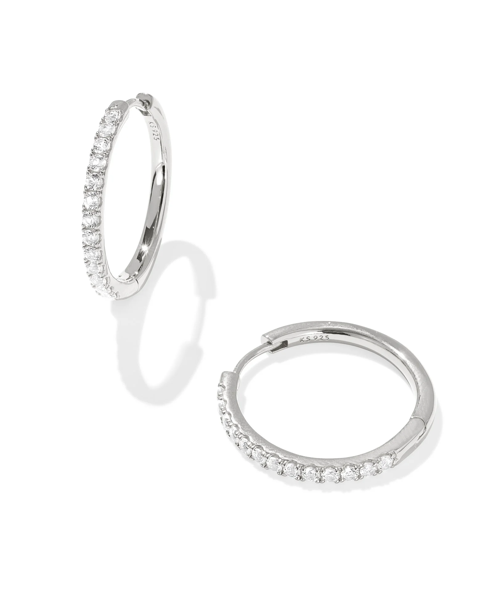 Mackenzie Sterling Silver Medium Hoop Earrings in White Topaz - 1
