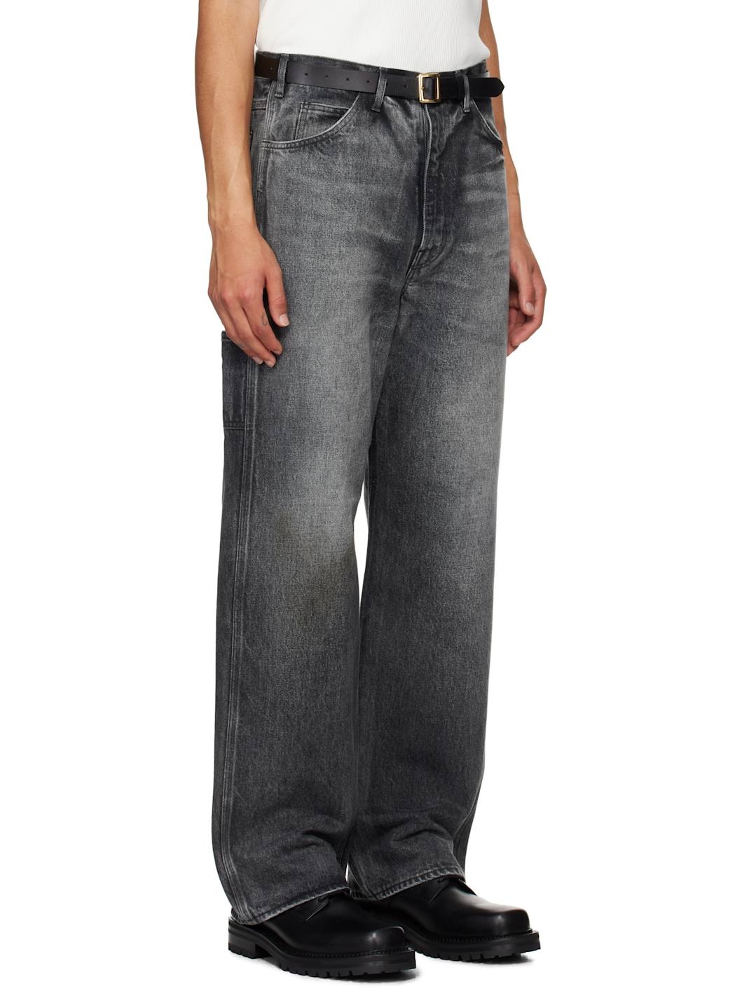 Black Selvedge Faded Heavy Painter Jeans - 2
