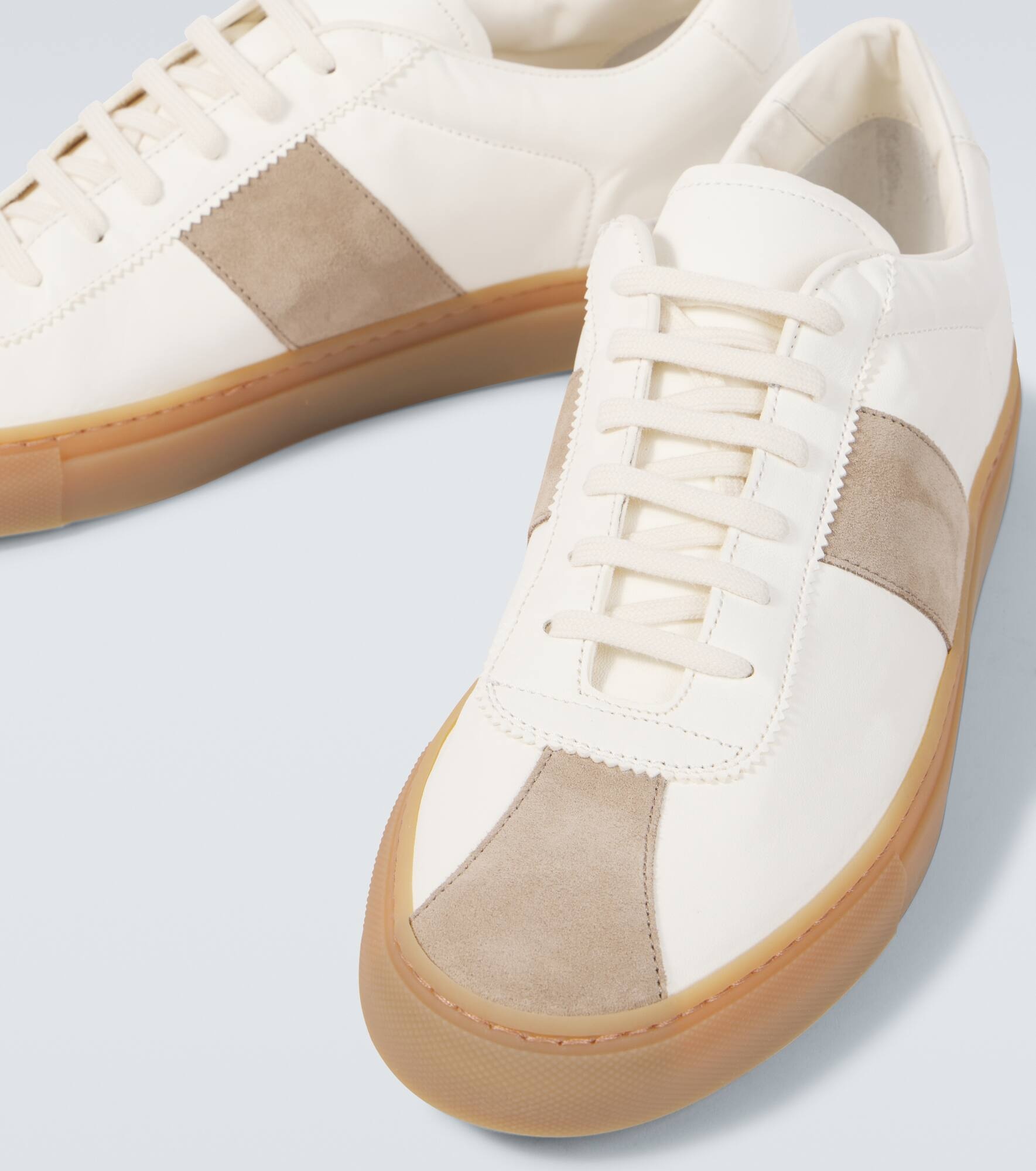 Tennis suede-trimmed leather sneakers - 3