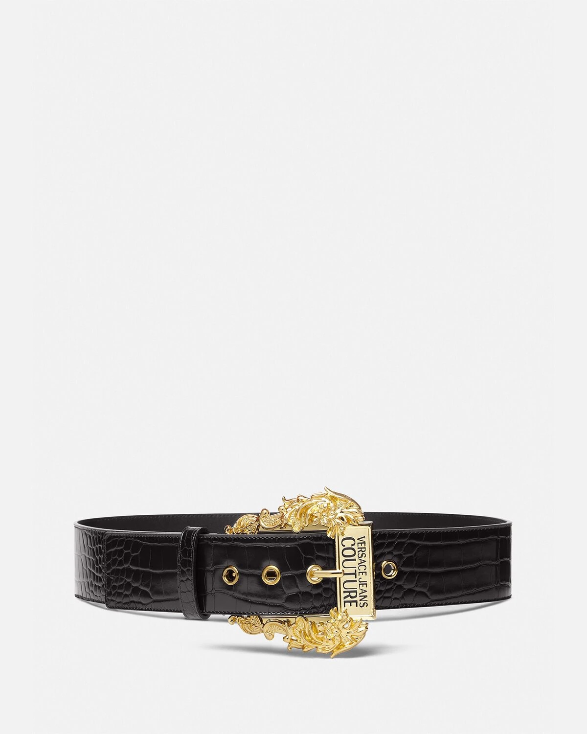 Versace Jeans Couture Engraved logo-buckle Detail Belt - Black