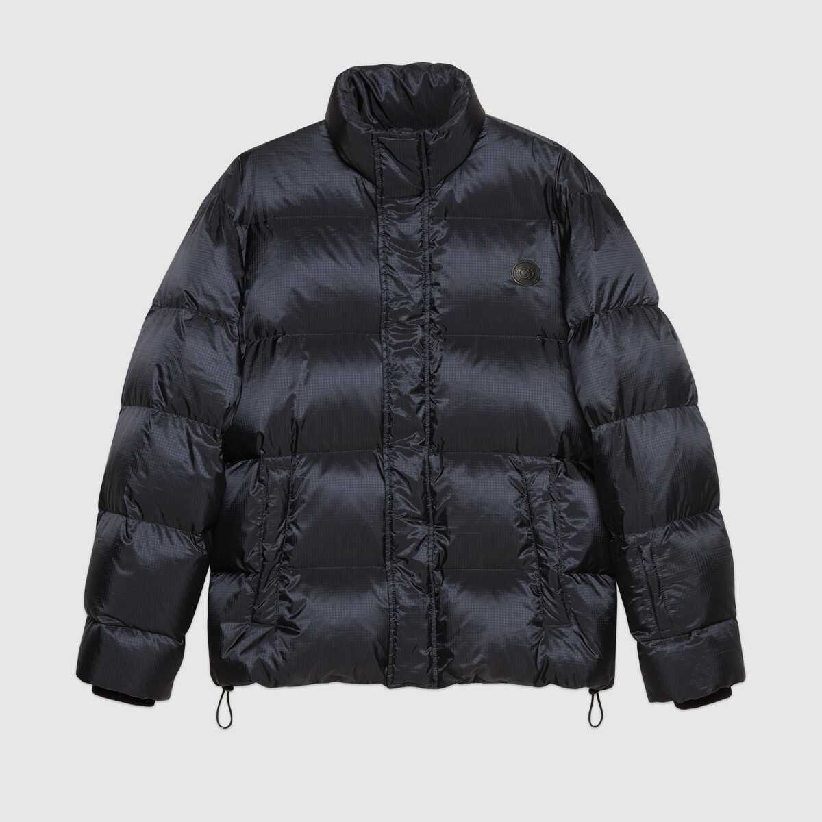 'think/thank' print nylon down jacket - 1