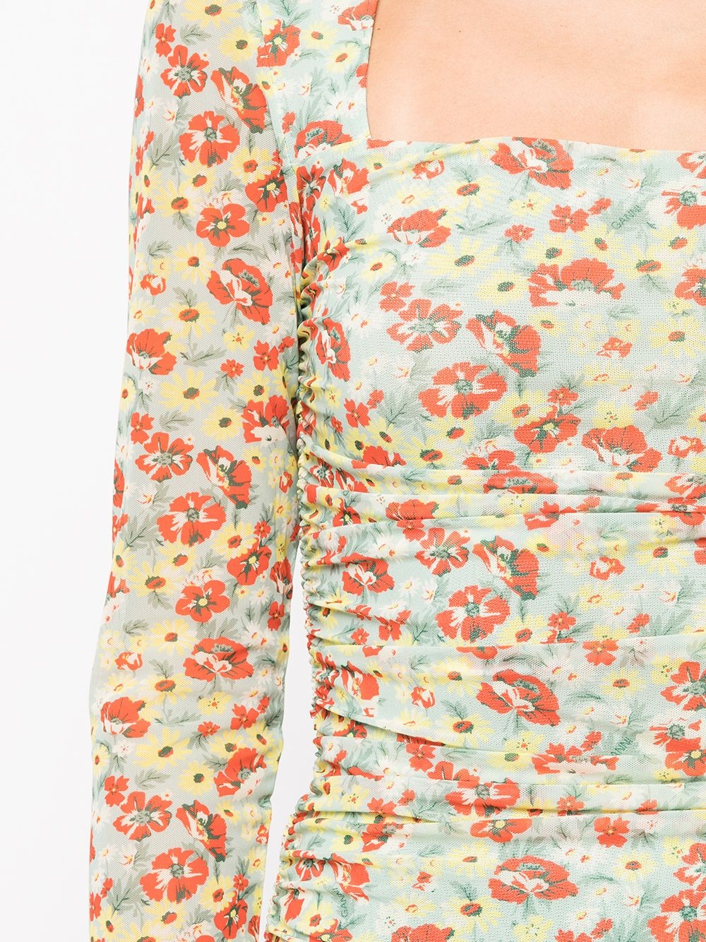 floral-print mesh top - 5