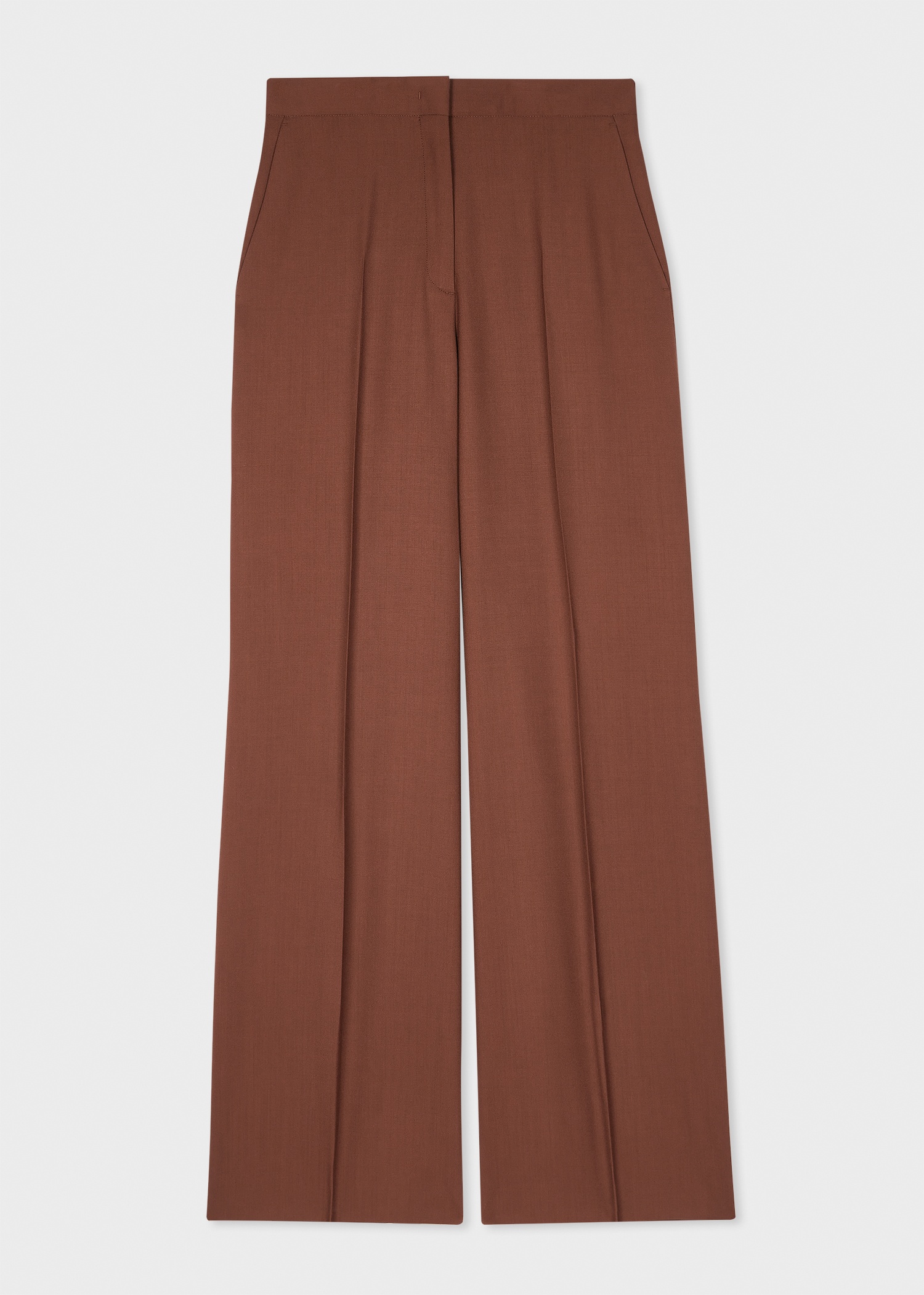 Women's Brown Wool Wide-Leg Trousers - 1