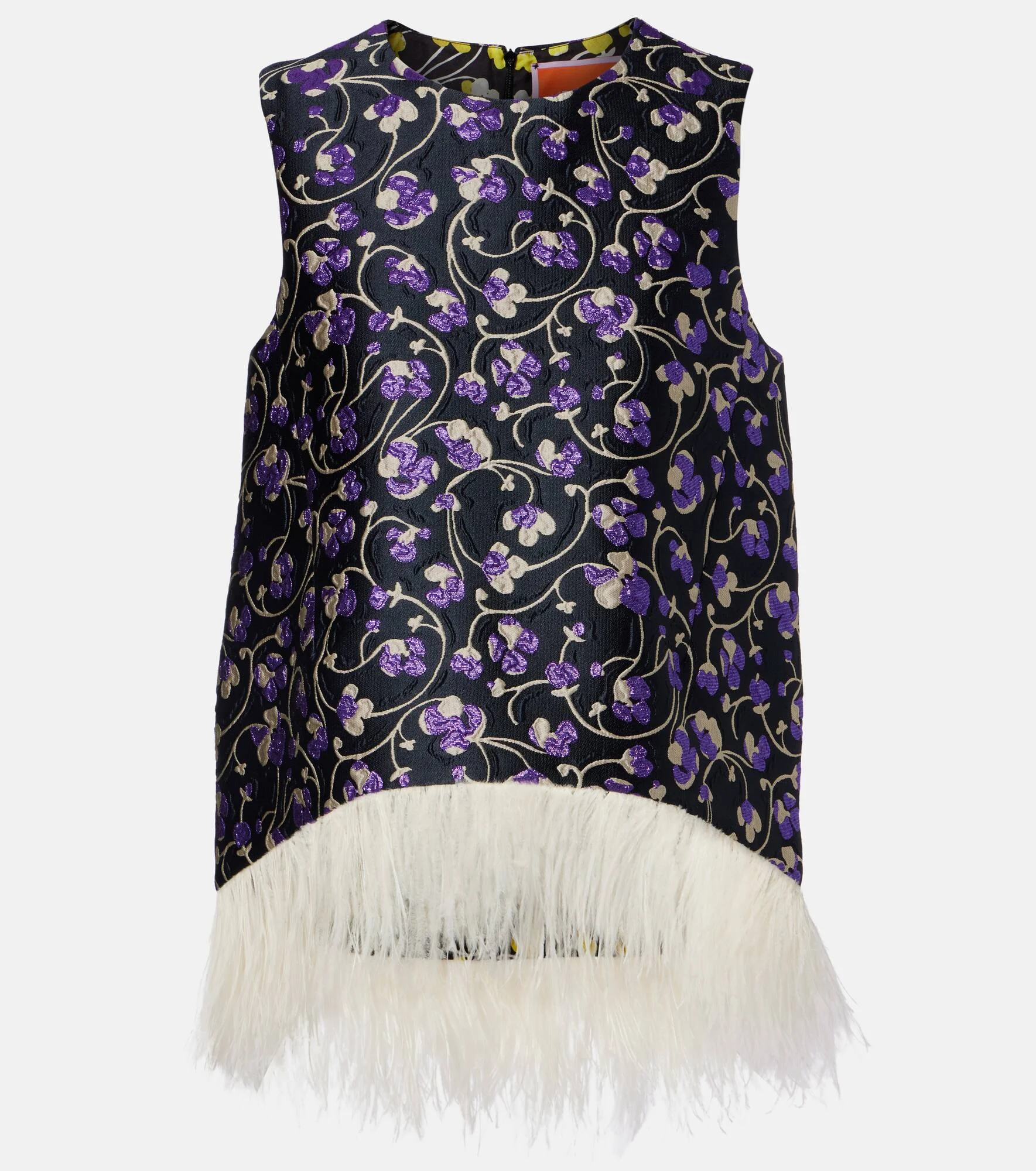 La Scala feather-trimmed jacquard top - 1