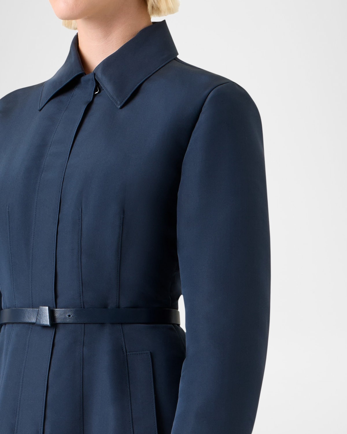 Ottoman Silk Belted A-Line Midi Shirtdress - 5